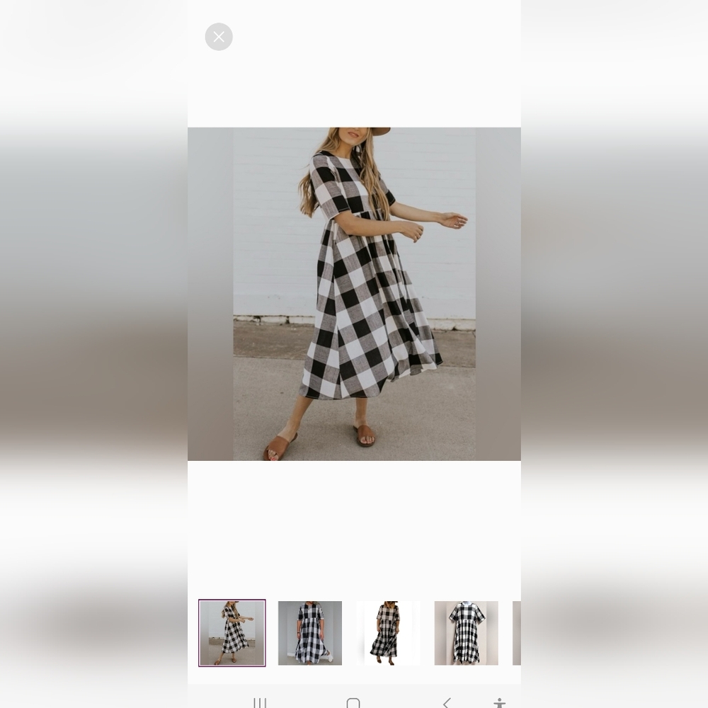 Buffalo Plaid Black and White Dress with Pockets.